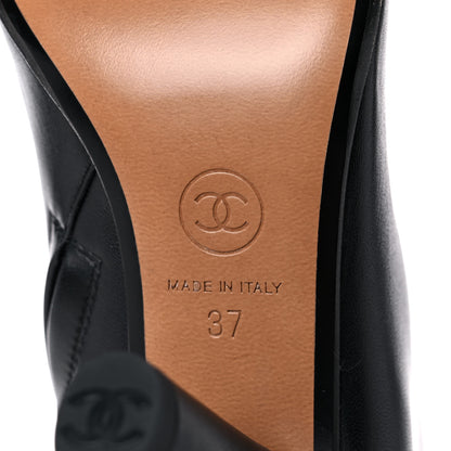 Chanel Lambskin Patent Cap Toe CC Short Ankle Boots 37 Black 6 of 11