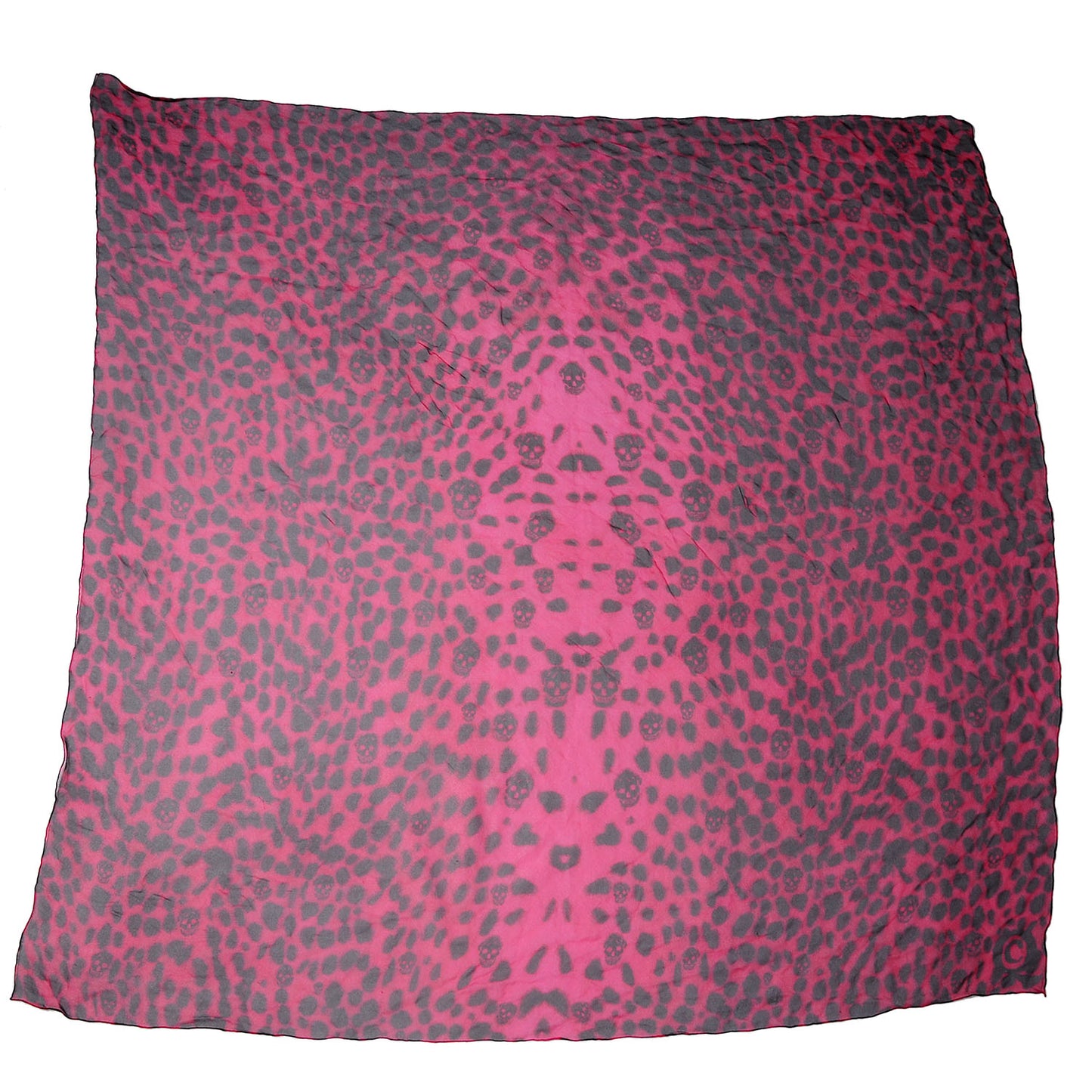 Silk Chiffon Leopard Skull Scarf Hot Pink