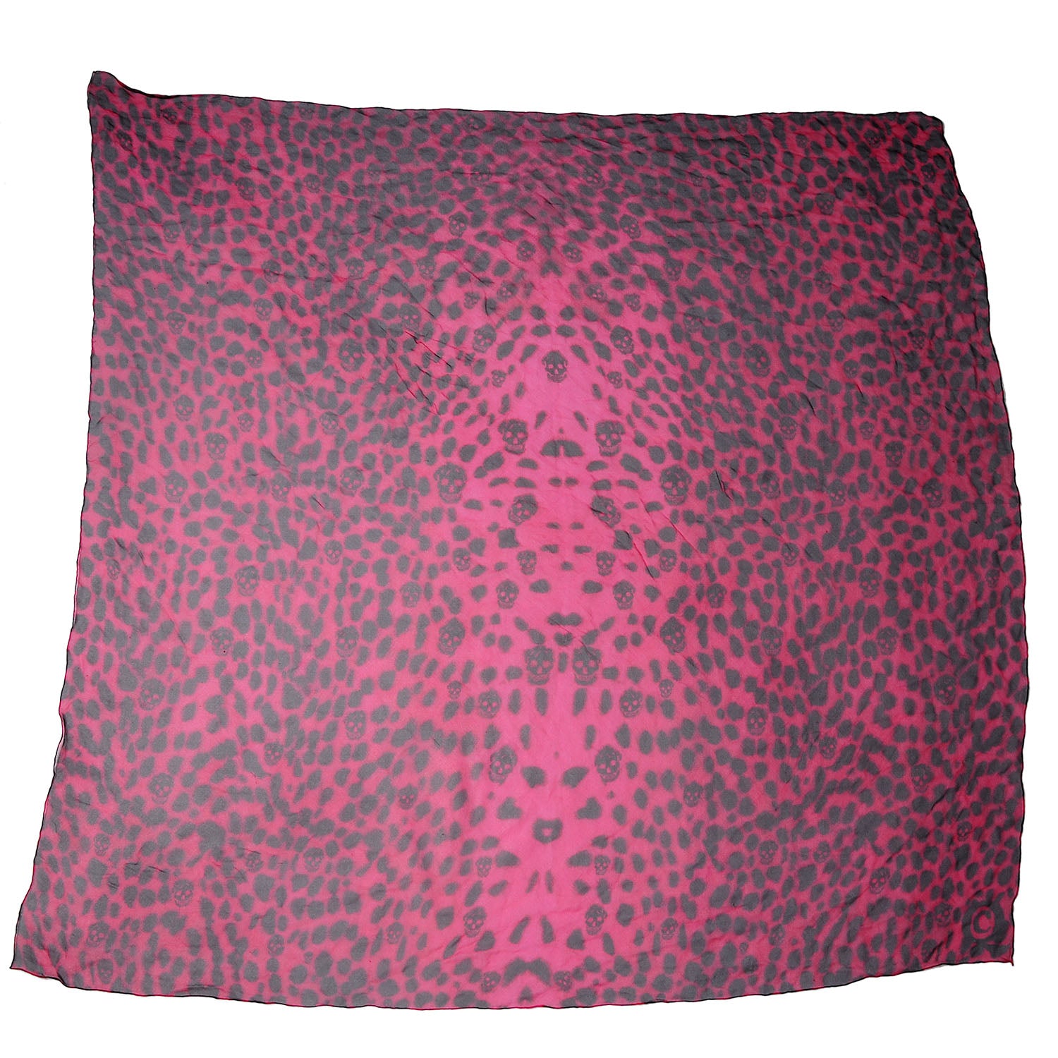 Alexander McQueen Silk Chiffon Leopard Skull Scarf Hot Pink 3 of 5