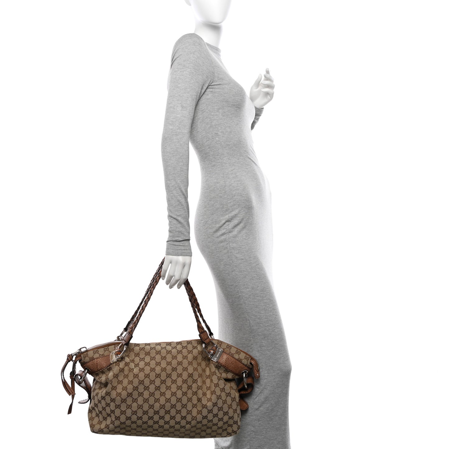Monogram Large Bamboo Bar Tassel Shoulder Bag Brown