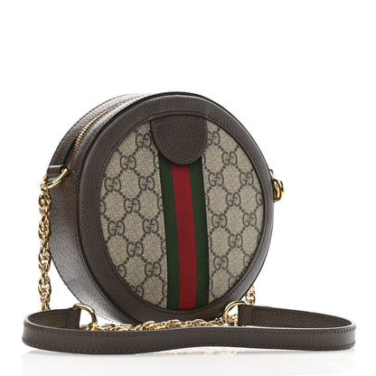Gucci GG Supreme Monogram Web Mini Ophidia Round Shoulder Bag Brown 3 of 10