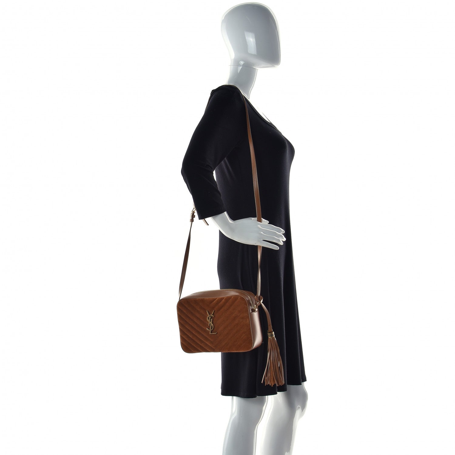 Saint Laurent Suede Matelasse Monogram Lou Camera Bag Cinnamon 3 of 10
