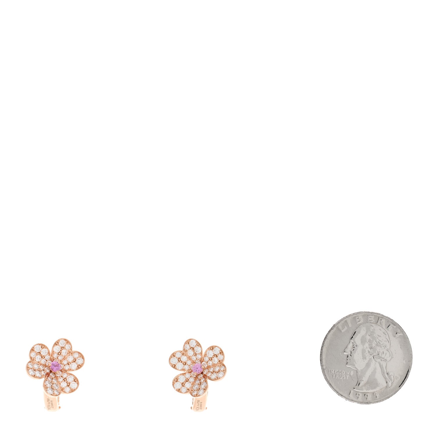 Van Cleef & Arpels 18K Rose Gold Diamond Pink Sapphire Small Frivole Earrings 2 of 5