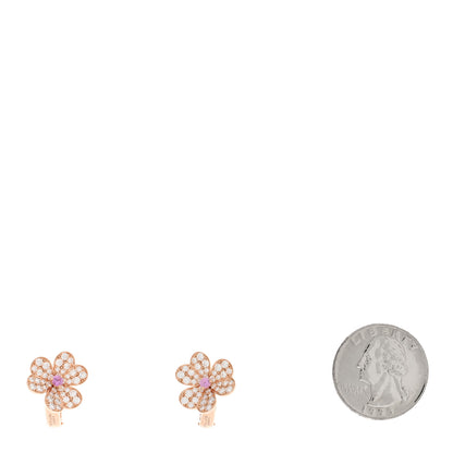 Van Cleef & Arpels 18K Rose Gold Diamond Pink Sapphire Small Frivole Earrings 2 of 5