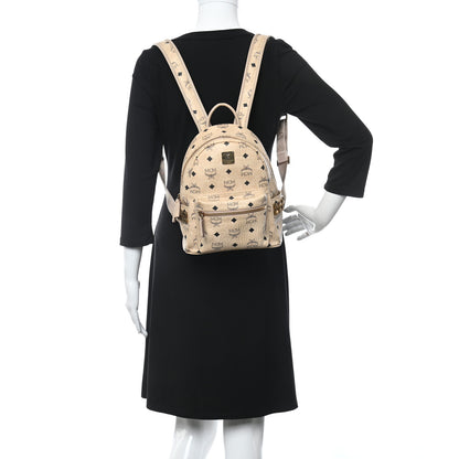 MCM Visetos Side Stud Mini Stark Backpack Beige 2 of 9