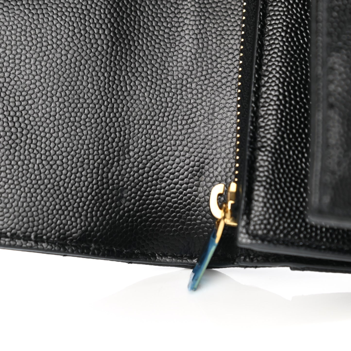 Grain De Poudre Matelasse Chevron Monogram Compact Tri Fold Wallet Black
