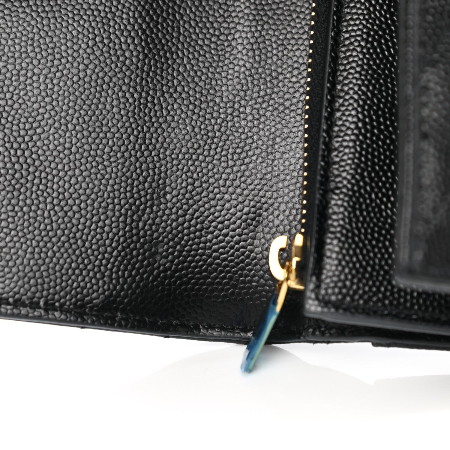 Saint Laurent Grain De Poudre Matelasse Chevron Monogram Compact Tri Fold Wallet Black 8 of 8