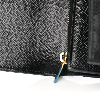 Saint Laurent Grain De Poudre Matelasse Chevron Monogram Compact Tri Fold Wallet Black 8 of 8