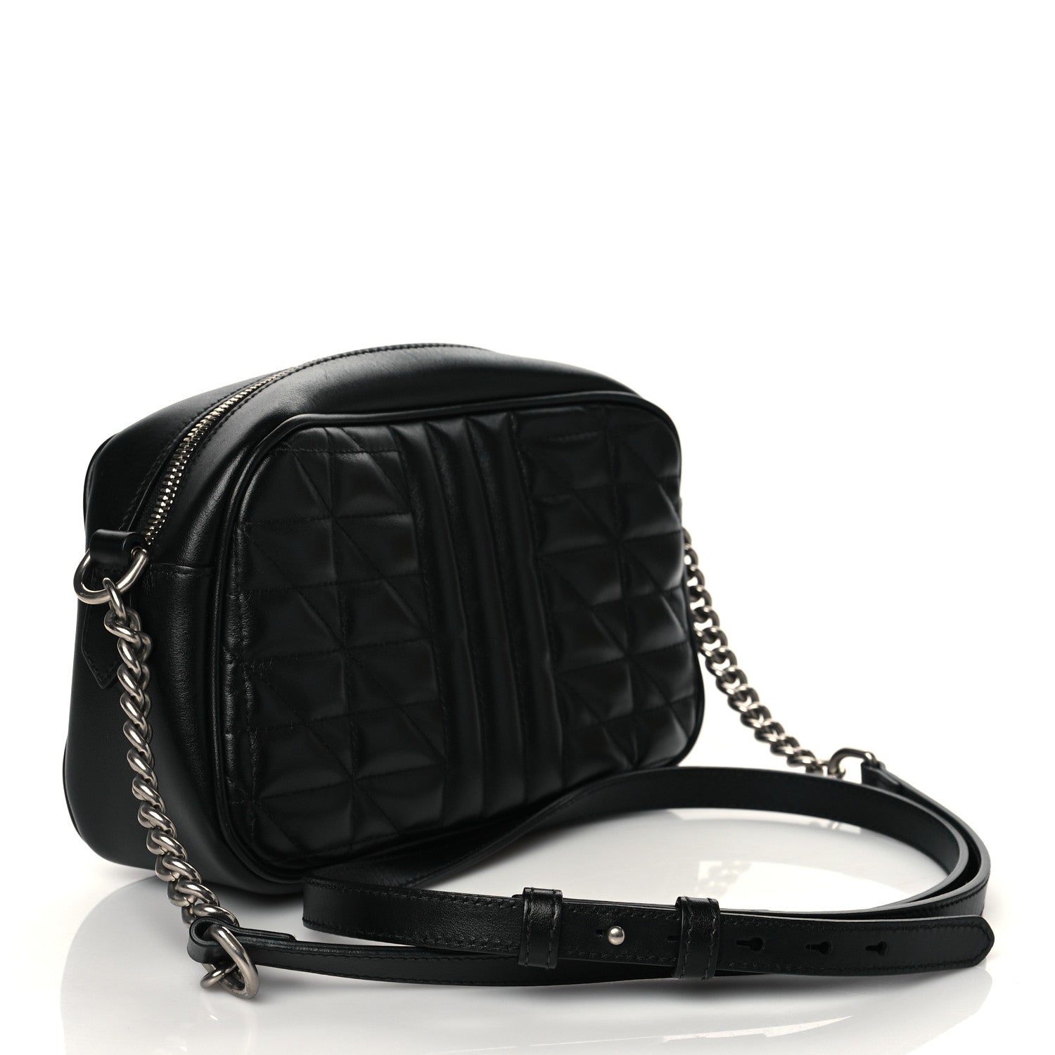 Gucci Calfskin Matelasse Aria Small GG Marmont Chain Shoulder Bag Black 3 of 12