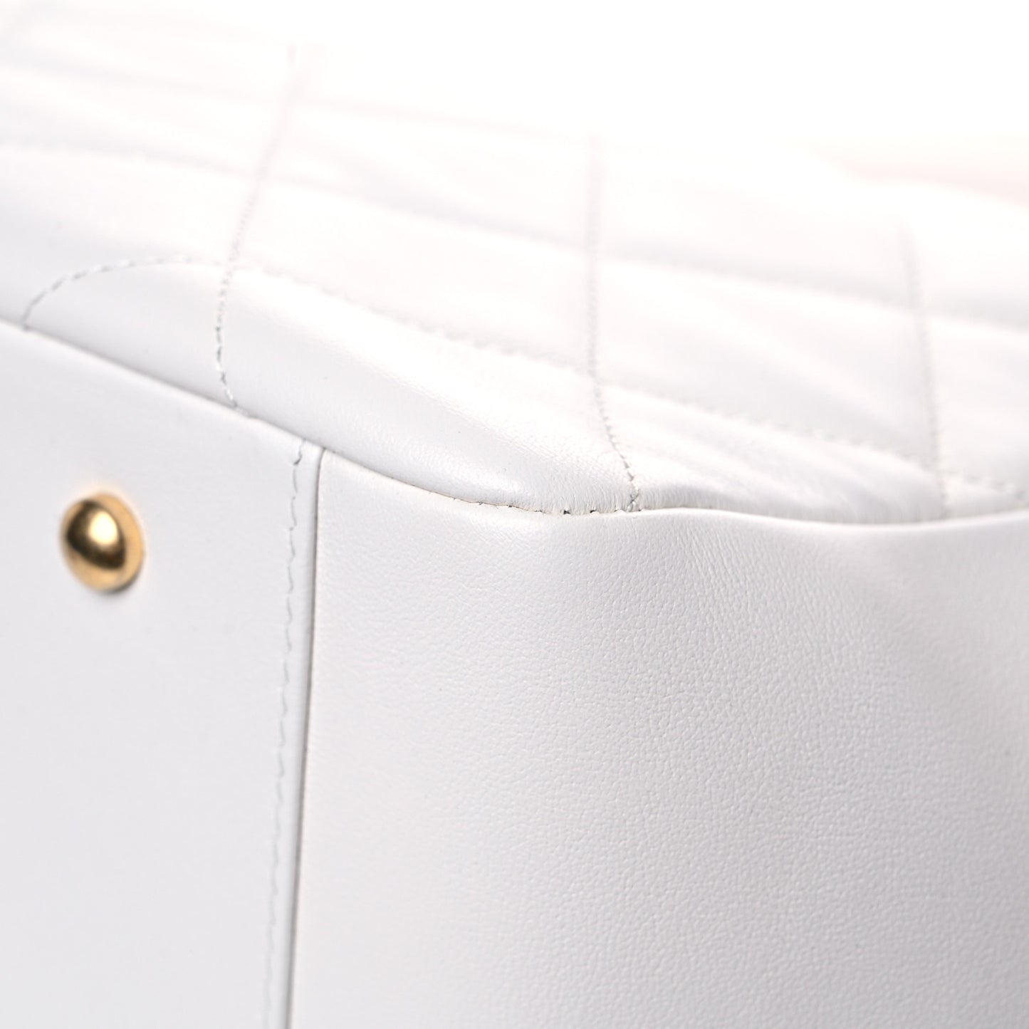 Lambskin Quilted Large Classic Shopping Tote White