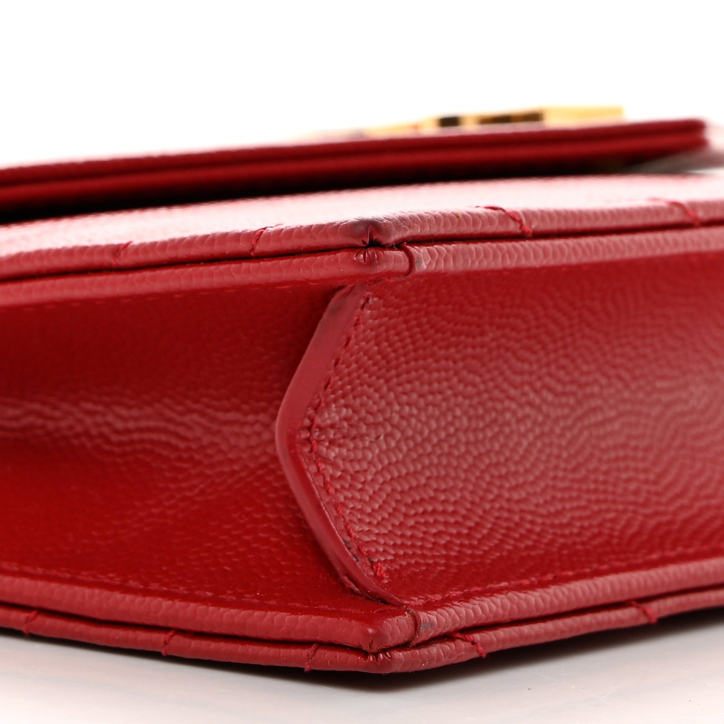 Grain De Poudre Matelasse Chevron Monogram Envelope Chain Wallet New Red