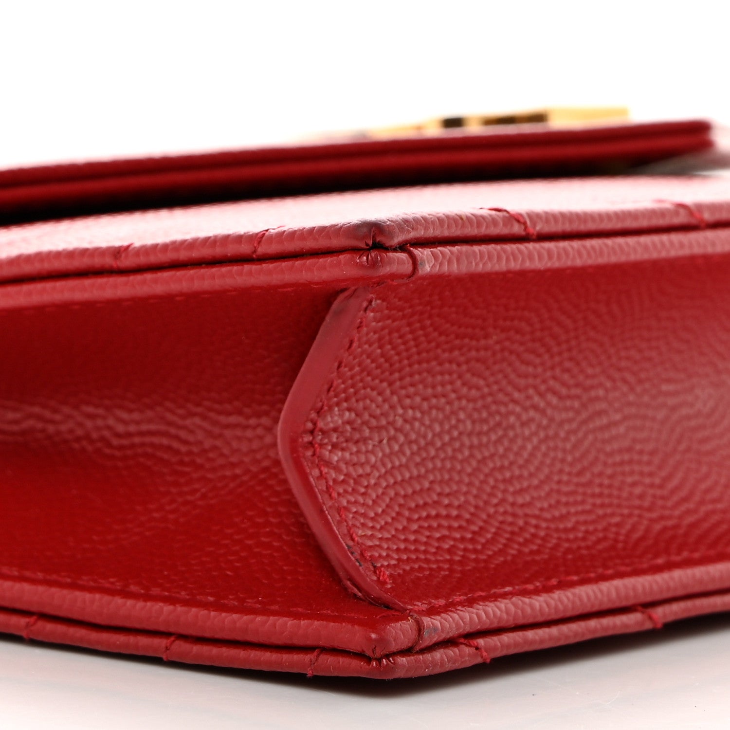 Saint Laurent Grain De Poudre Matelasse Chevron Monogram Envelope Chain Wallet New Red 9 of 10