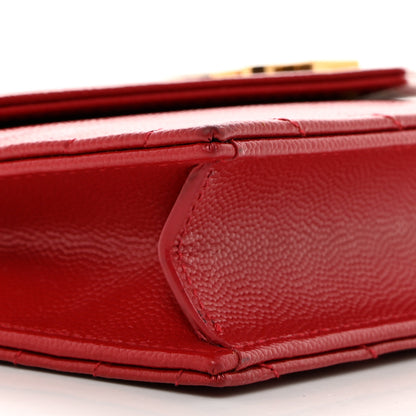 Saint Laurent Grain De Poudre Matelasse Chevron Monogram Envelope Chain Wallet New Red 9 of 10