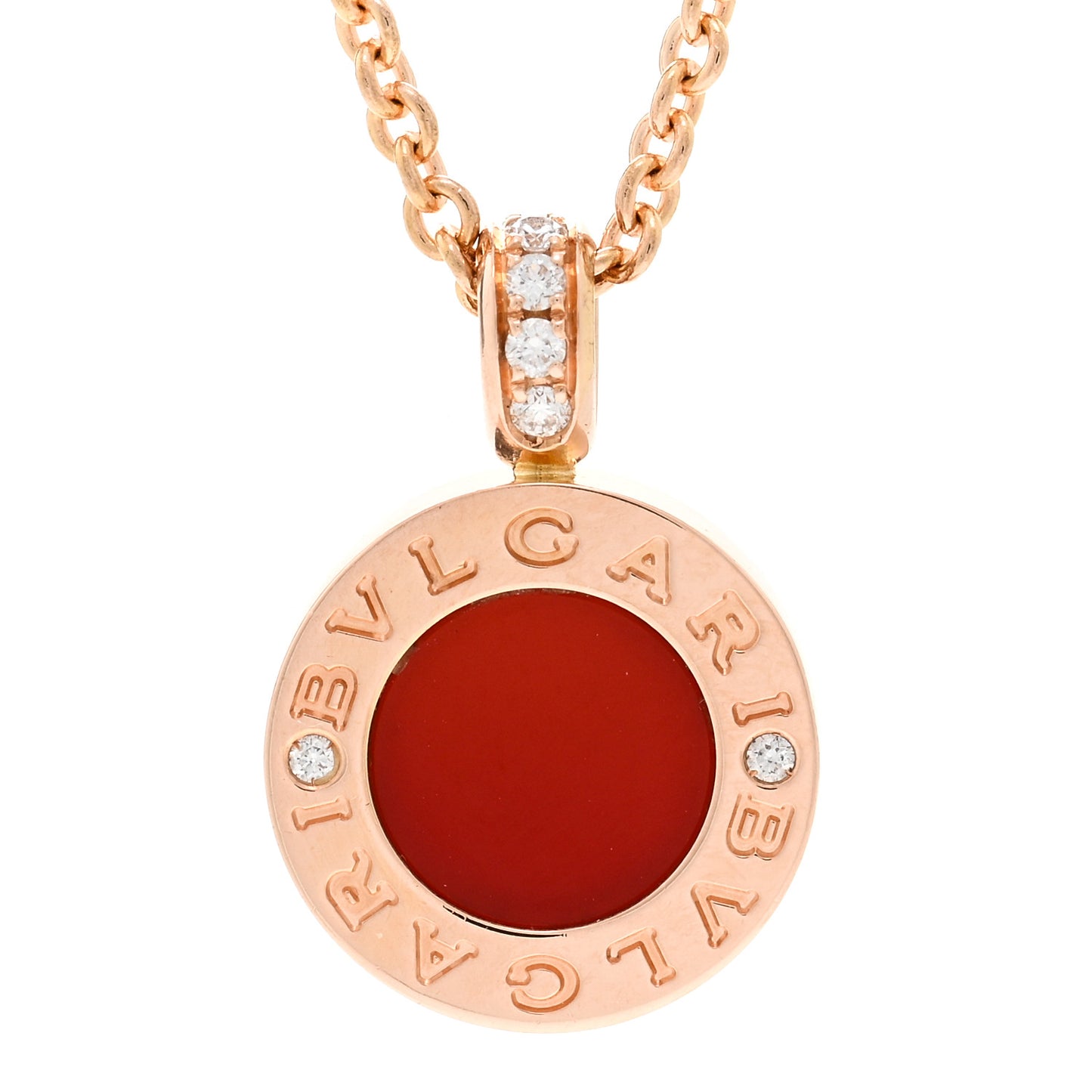 18K Rose Gold Diamond Mother of Pearl Carnelian BVLGARI BVLGARI Pendant Necklace