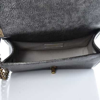 Chanel Cracked Metallic Calfskin Quilted Medium Boy Flap Dark Silver 6 of 11