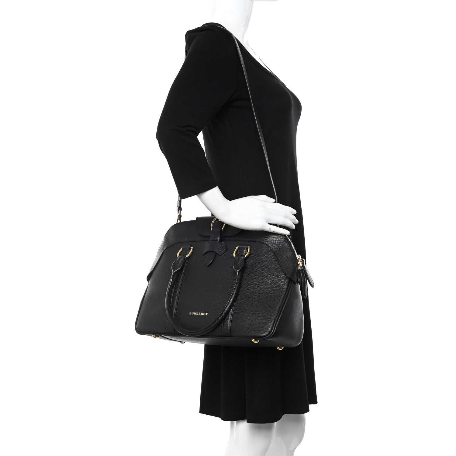 Burberry Derby Calfskin Medium Milverton Satchel Black 2 of 15