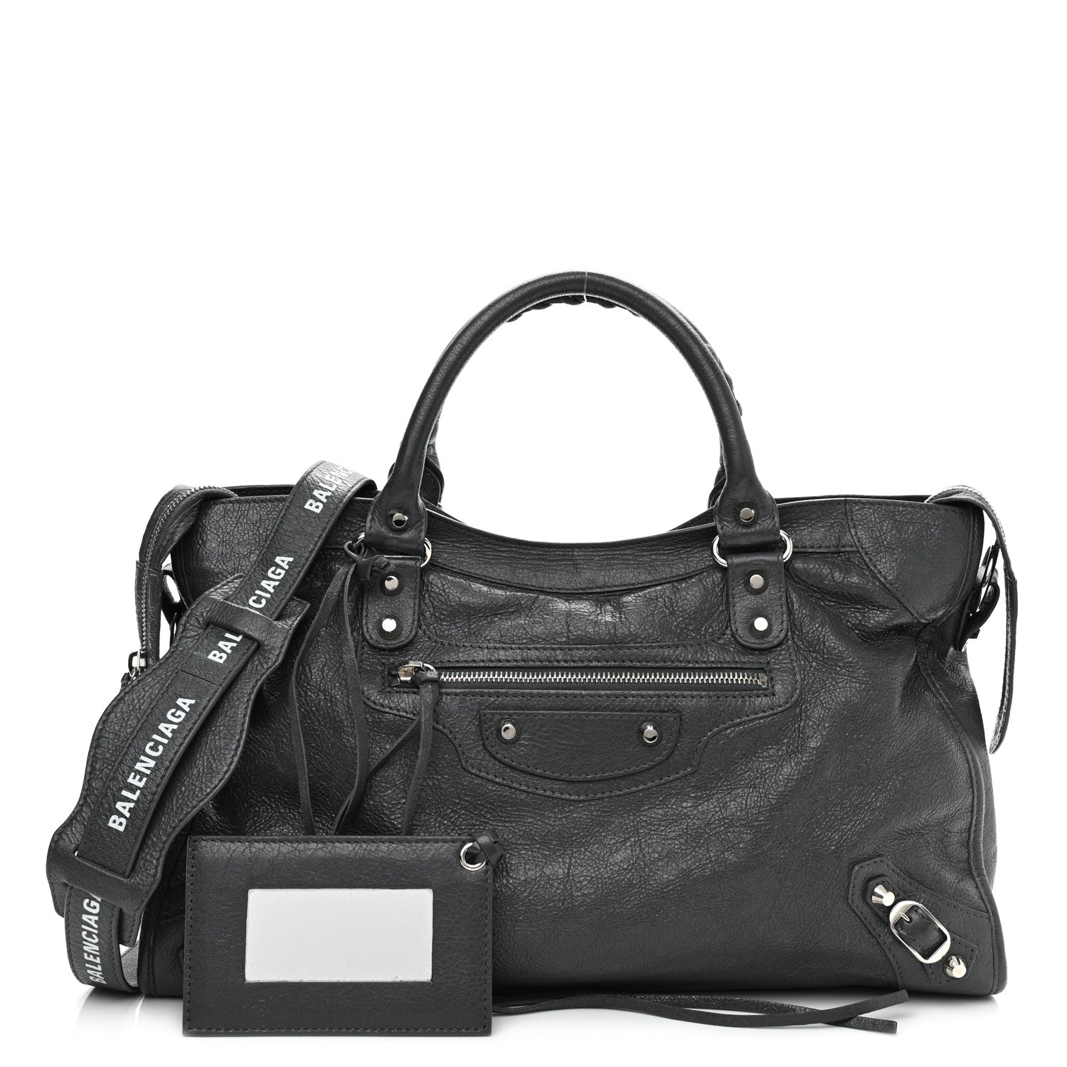 Balenciaga Agneau Classic Silver Hardware S City Logo Strap Gris Fossile White 1 of 10