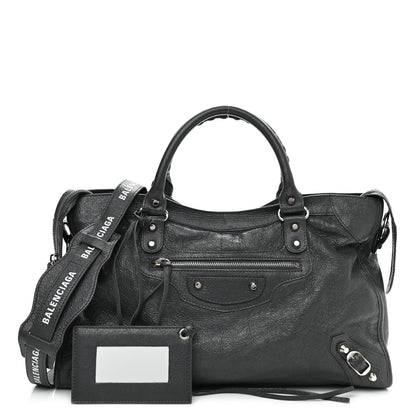 Balenciaga Agneau Classic Silver Hardware S City Logo Strap Gris Fossile White 1 of 10