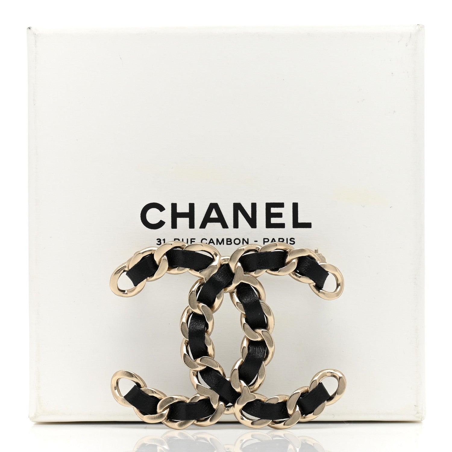 Chanel Lambskin Chain CC Brooch Black Gold 5 of 5
