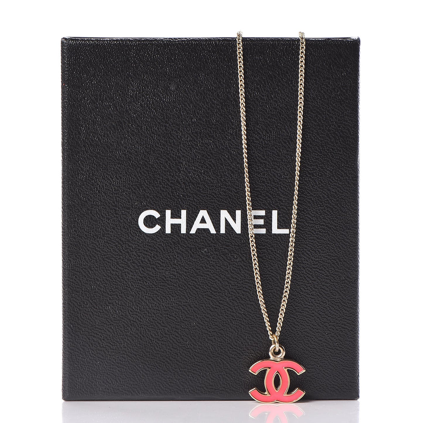 Enamel CC Necklace Gold Dark Pink