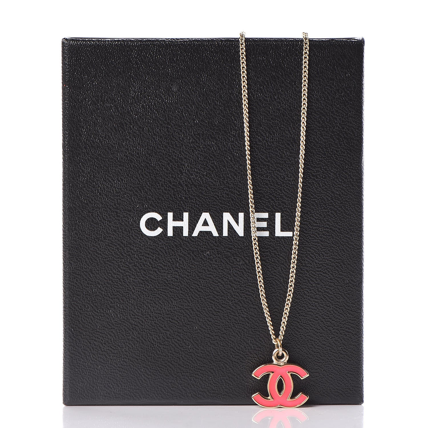 Chanel Enamel CC Necklace Gold Dark Pink 6 of 6