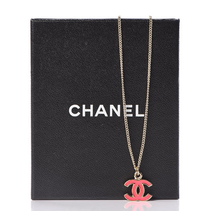 Chanel Enamel CC Necklace Gold Dark Pink 6 of 6