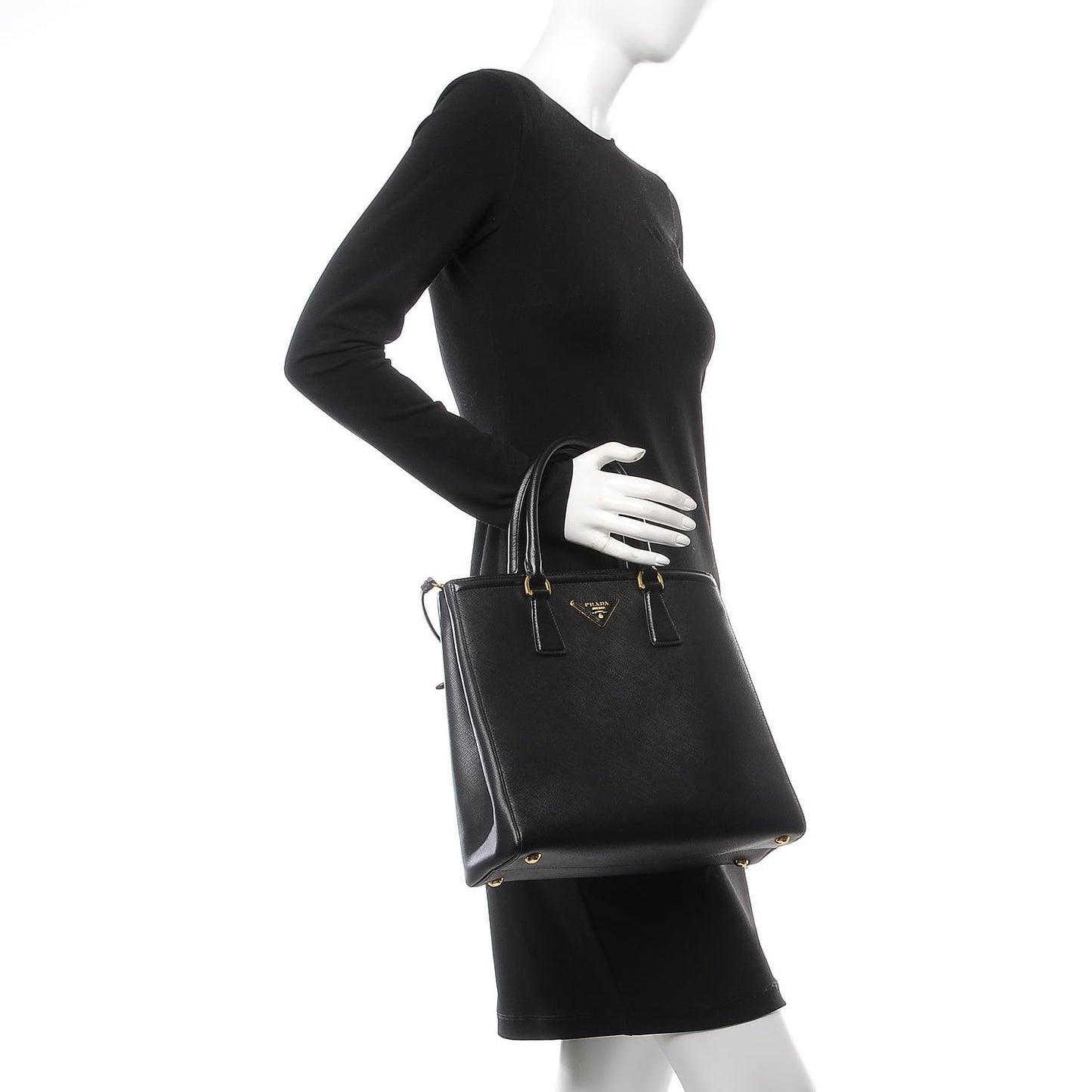 Saffiano Lux Small Parabole Tote Black