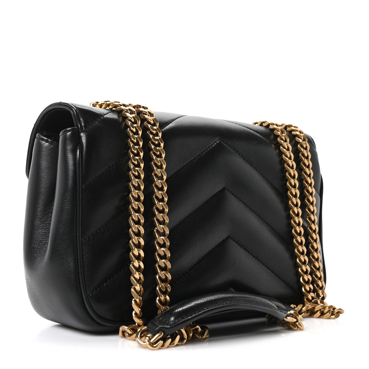Saint Laurent Lambskin Chevron Quilted Small LouLou Black 4 of 11