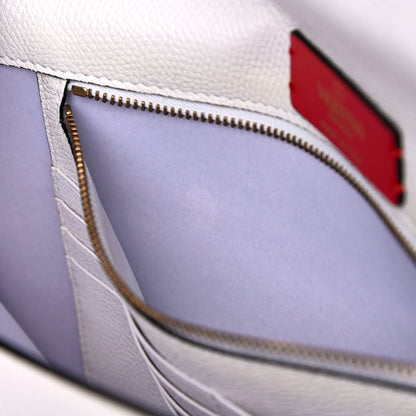 Valentino Garavani Grainy Calfskin Large Vlogo Clutch Optic White 7 of 12