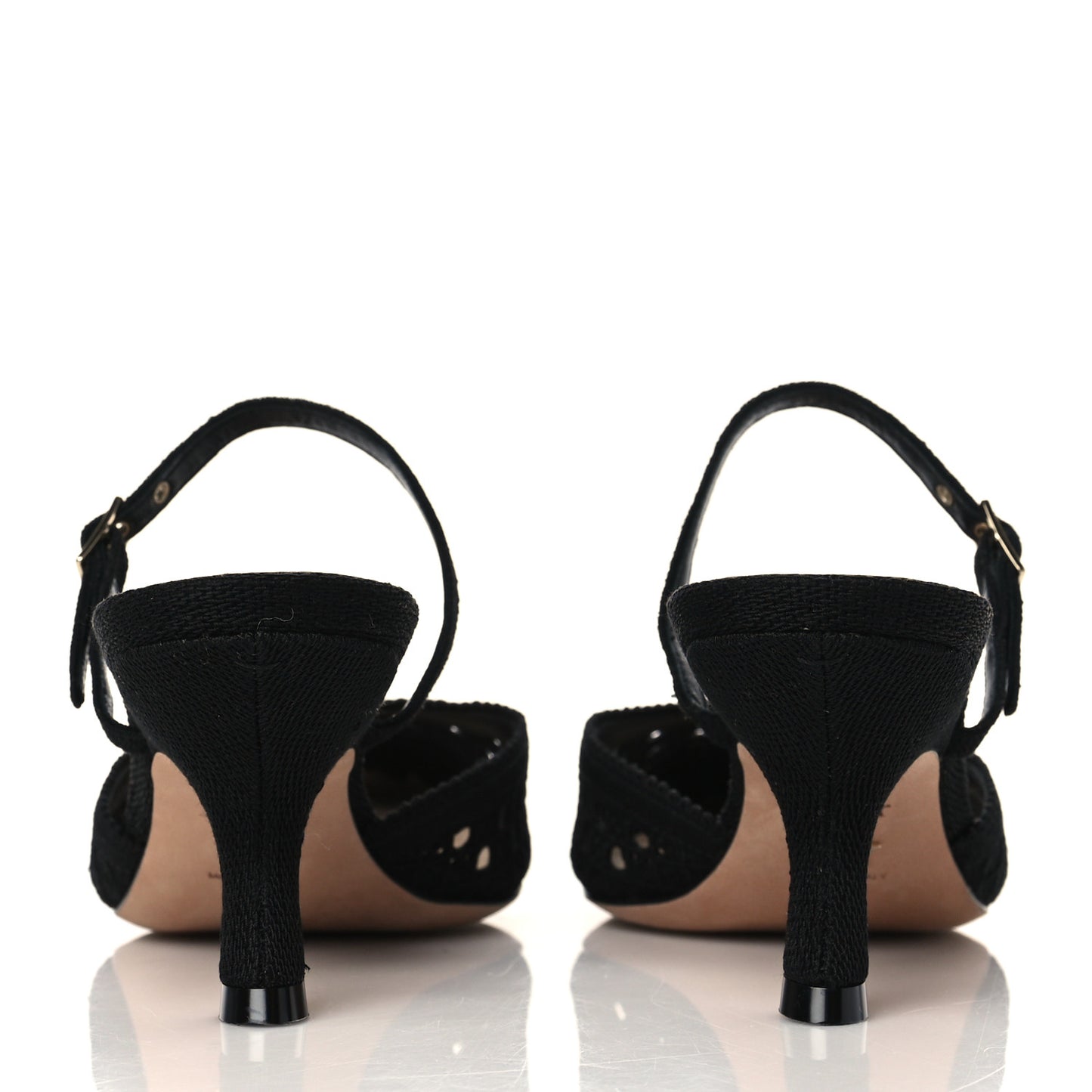 Mesh Cannage Embroidery Pumps 37.5 Black