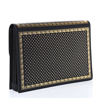 Gucci X SEGA Calfskin GUCCY Stars Portfolio Bag Black Gold 2 of 10