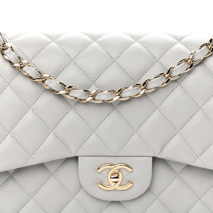 Chanel Caviar Quilted Jumbo Double Flap Grey 7 of 10