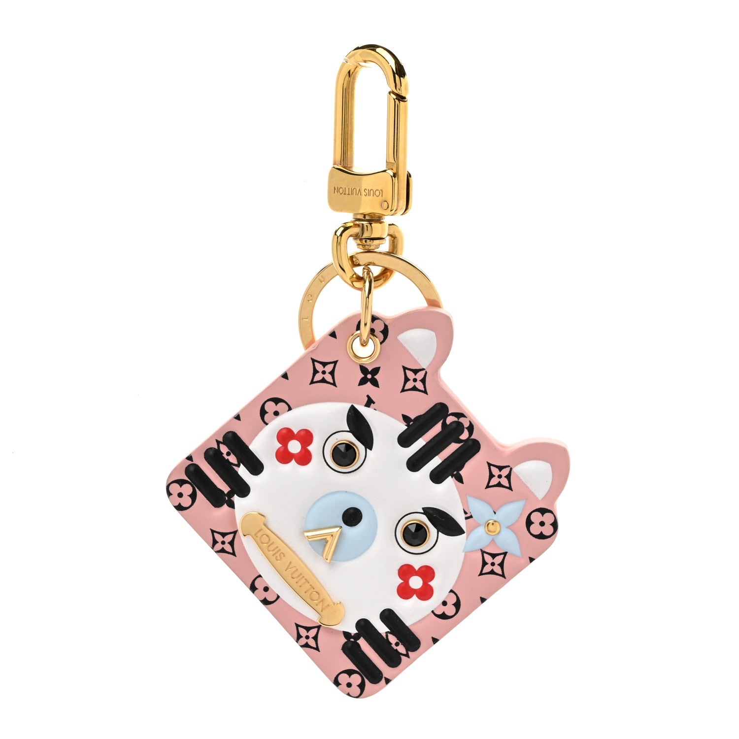 Louis Vuitton Calfskin Wild Cat Bag Charm Key Holder Pink 1 of 4