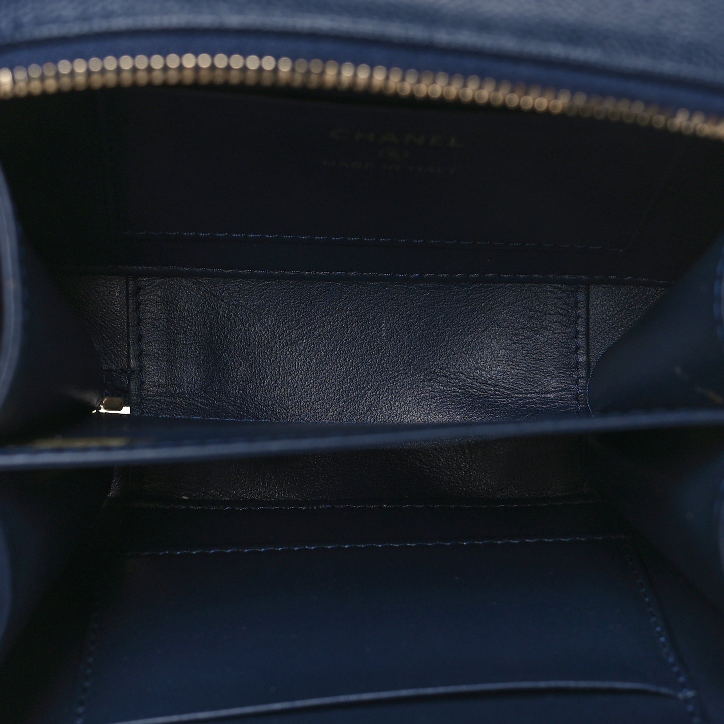 Caviar Quilted CC Filigree Vanity Clutch With Chain Navy