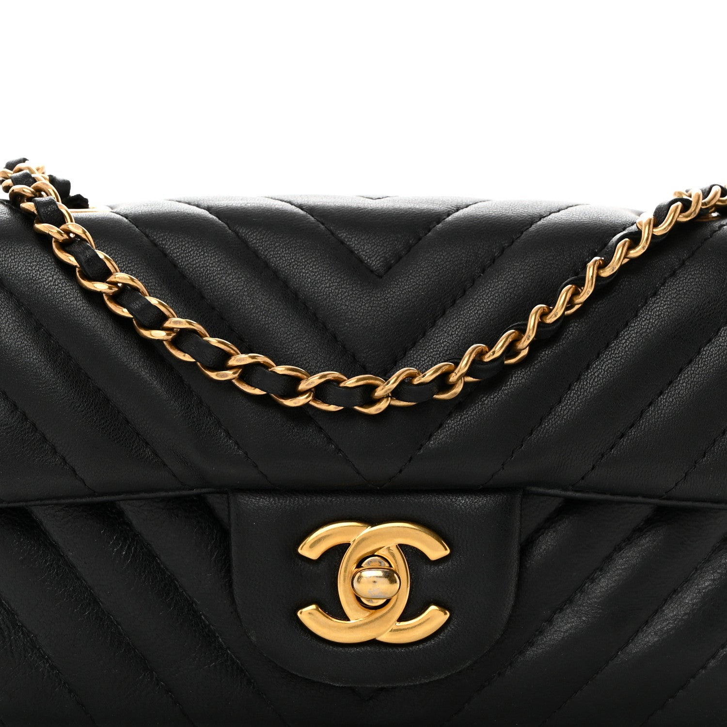 Chanel Lambskin Chevron Quilted Extra Mini Rectangular Flap Black 8 of 10