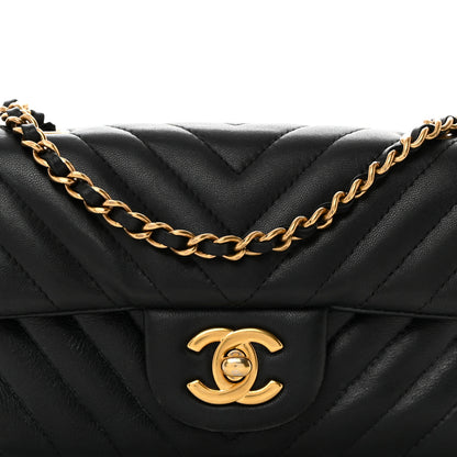 Chanel Lambskin Chevron Quilted Extra Mini Rectangular Flap Black 8 of 10