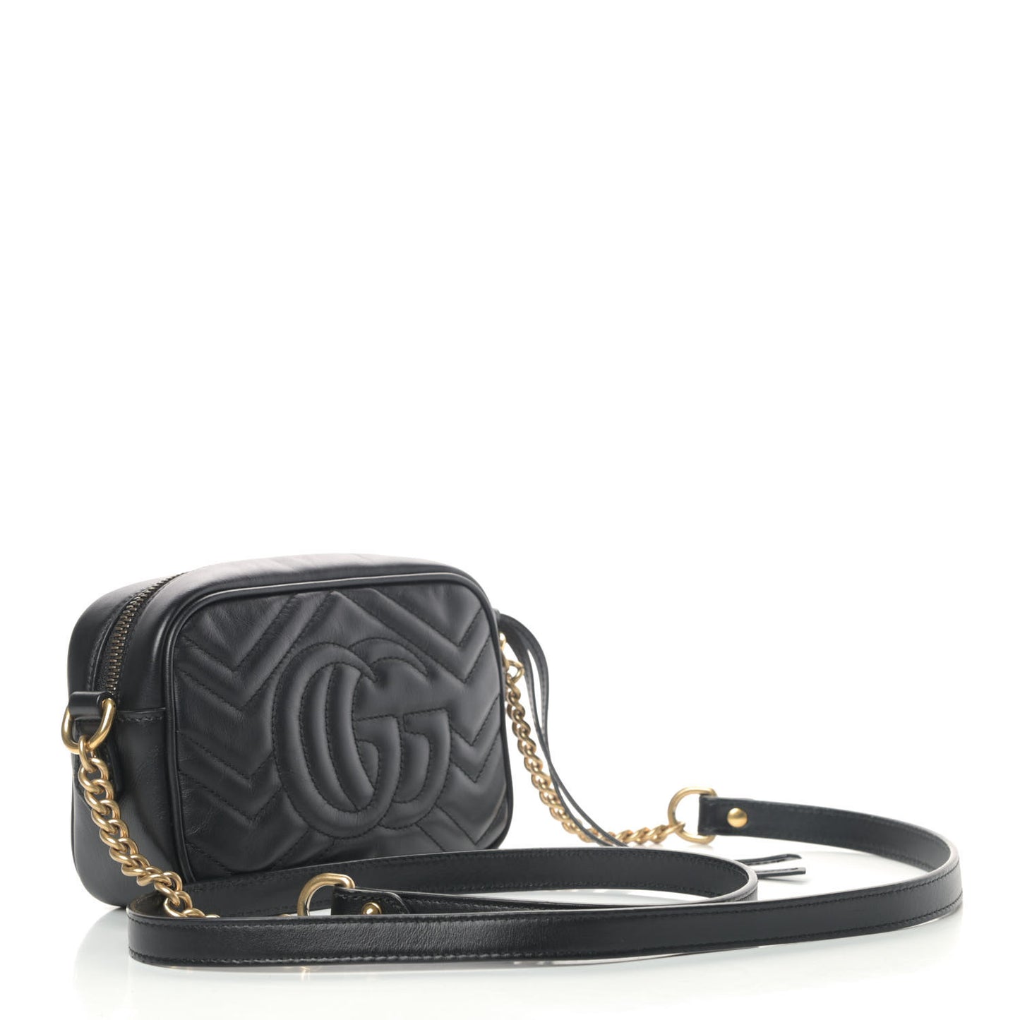 Calfskin Matelasse Mini GG Marmont Chain Shoulder Bag Black