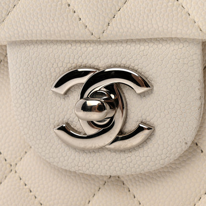 Chanel Caviar Quilted Medium Double Flap White 10 of 13