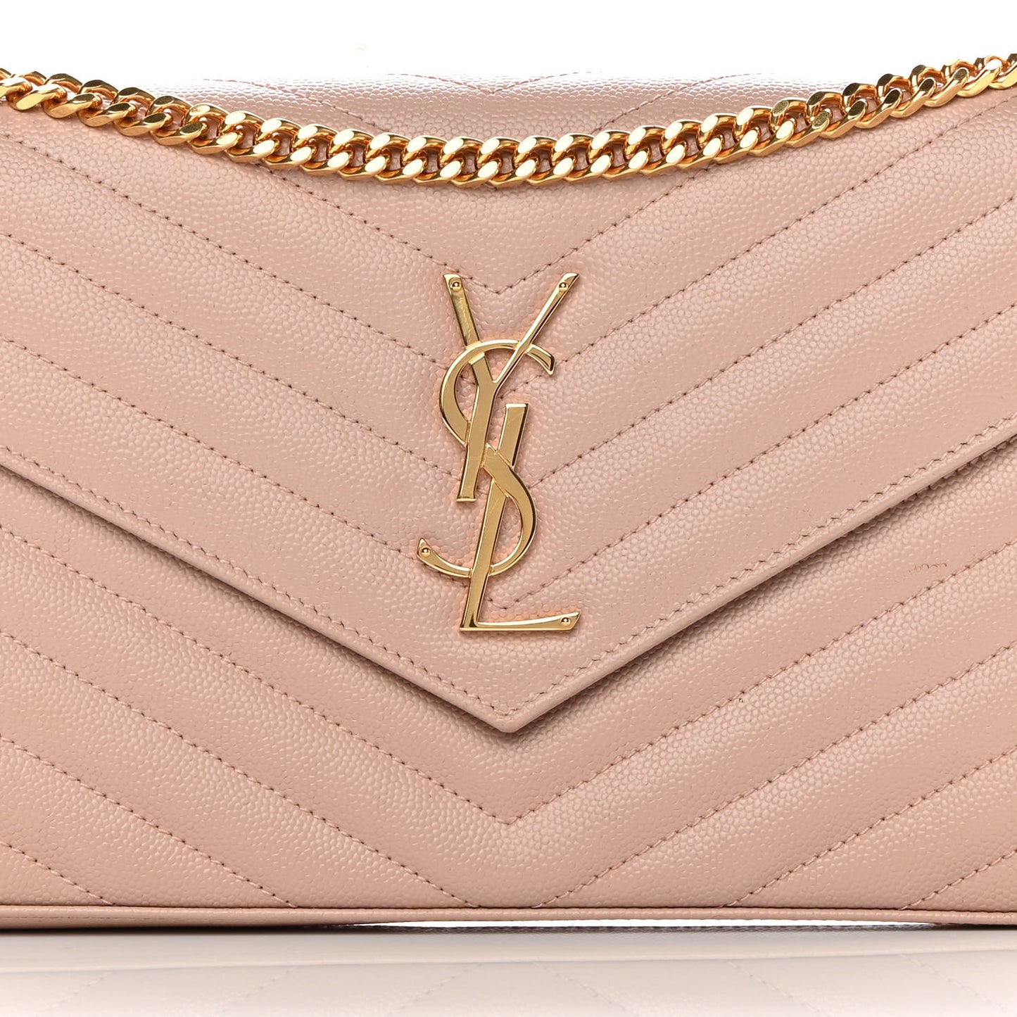 Grain De Poudre Matelasse Chevron Monogram Chain Wallet Nude Powder