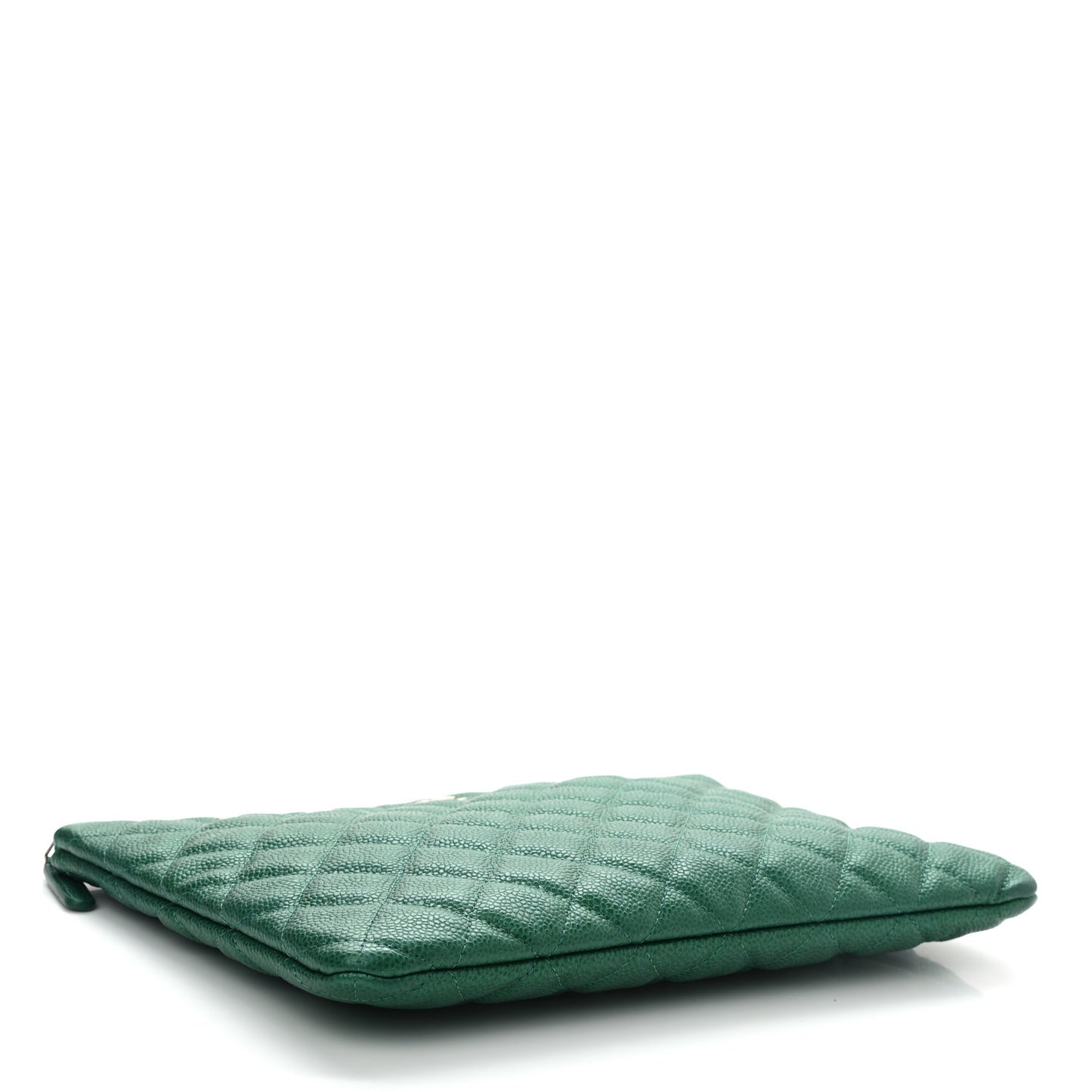 Metallic Caviar Quilted Medium Cosmetic Case Green