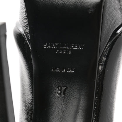 Saint Laurent Pebbled Patent Calfskin Janis 105 Platform Pumps 37 Black 6 of 9