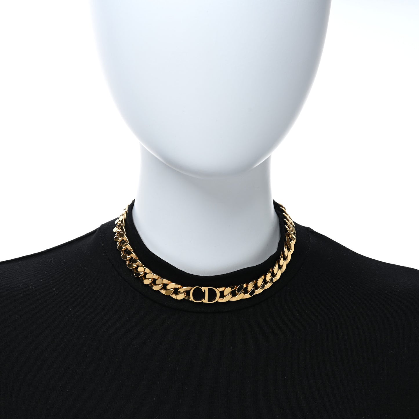 CHRISTIAN DIOR Metal Danseuse Etoile Chain Choker Necklace Gold