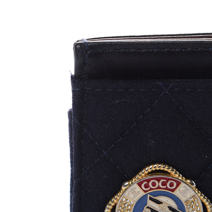 Chanel Felt Quilted Coco Mademoiselle CC Card Holder Navy 9 of 10