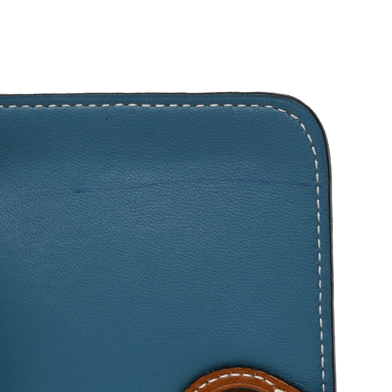 Hermes Togo Verso Dogon Compact Wallet Blue Jean Gold 9 of 10