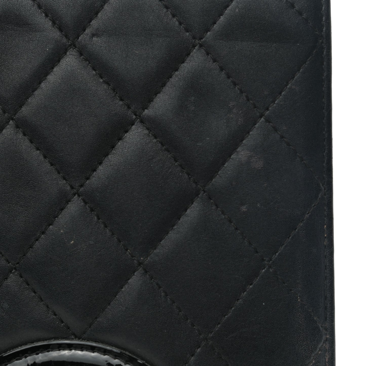 Calfskin Quilted Cambon Yen Wallet Black