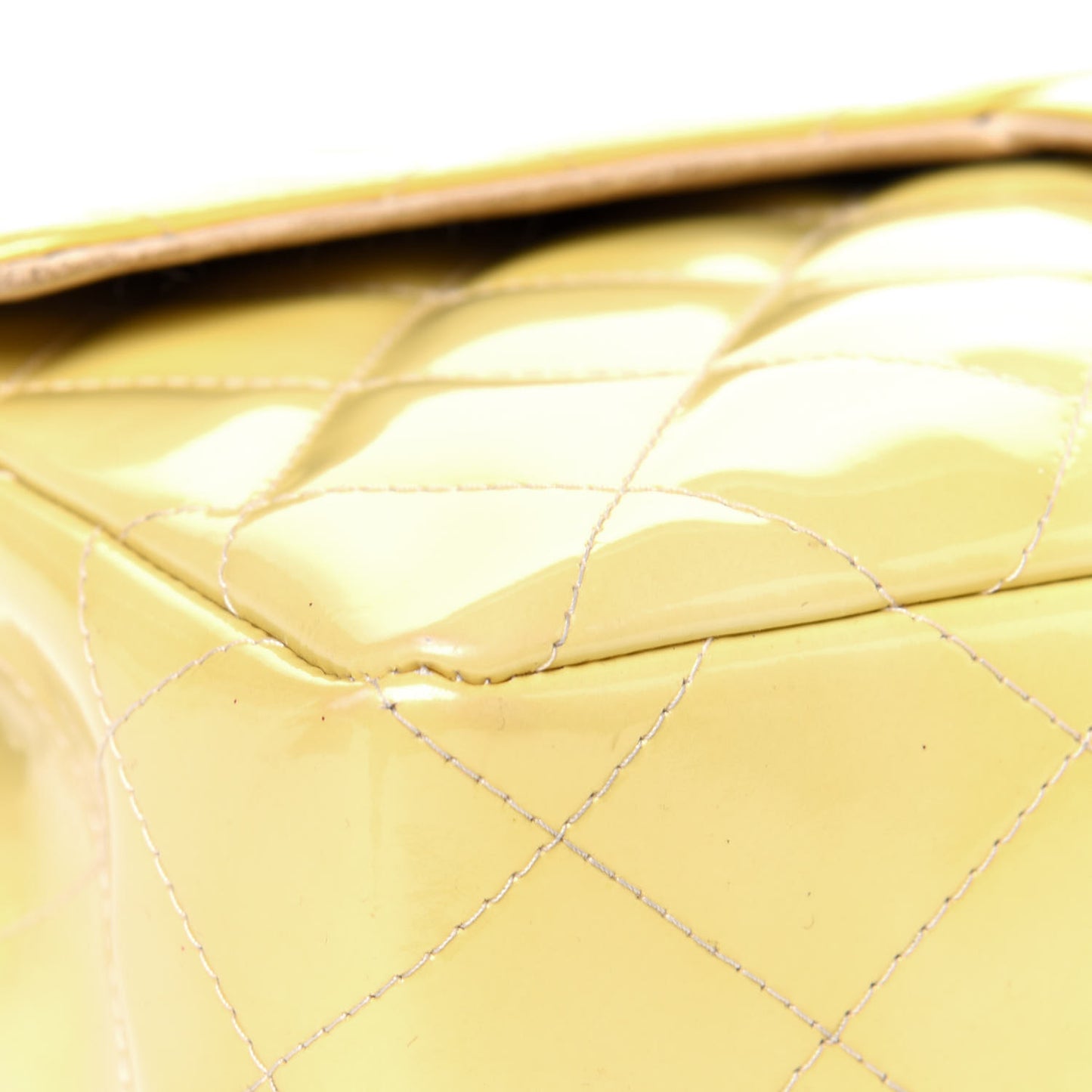 Patent Quilted Medium Single Flap Yellow