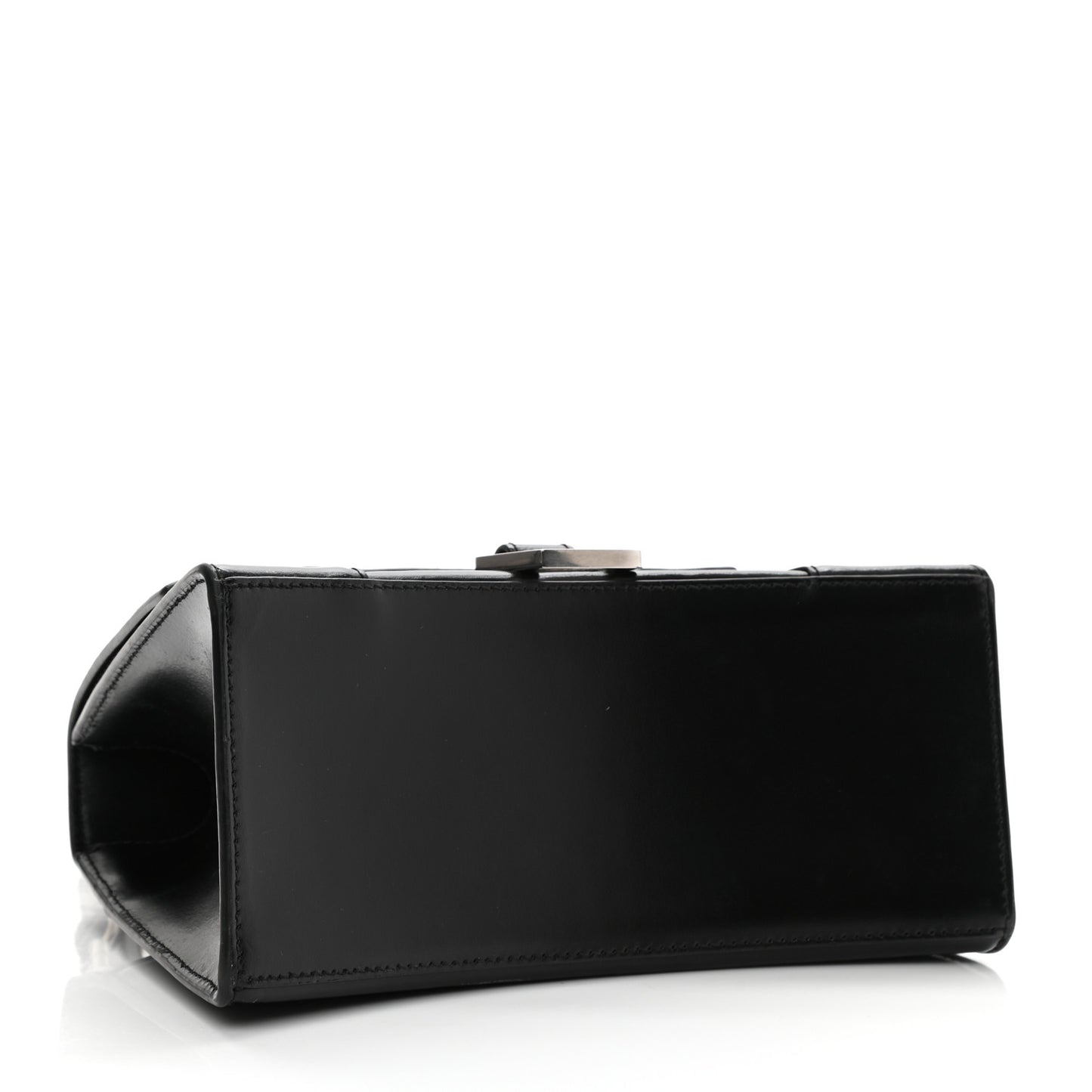 Shiny Box Calfskin Graffiti Logo Small Hourglass Top Handle Bag Black Pink