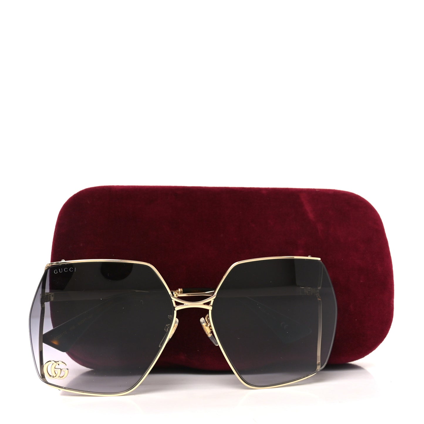 Metal Square Frame Sunglasses GG0817S Gold Grey