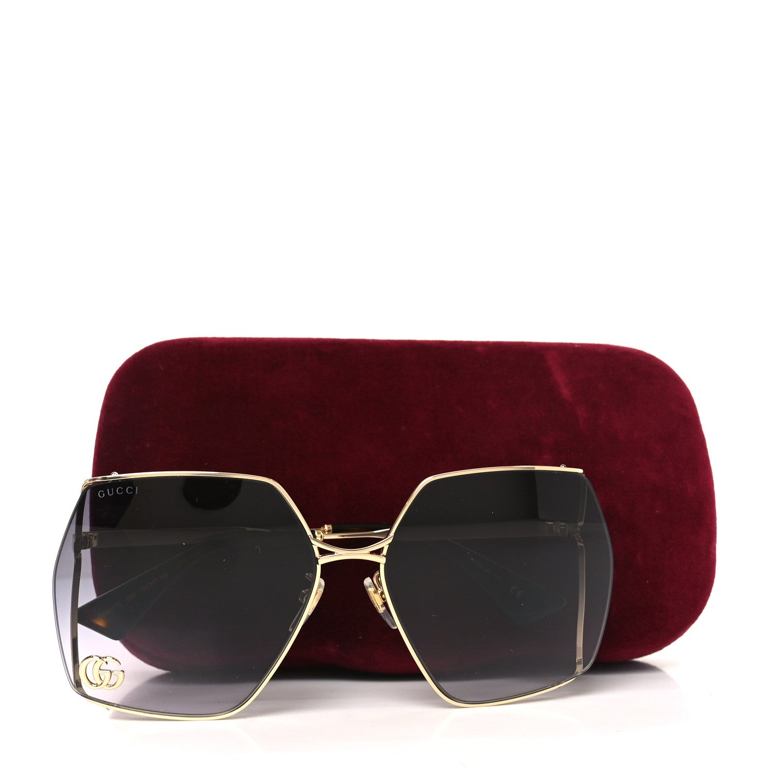 Gucci Metal Square Frame Sunglasses GG0817S Gold Grey 7 of 7