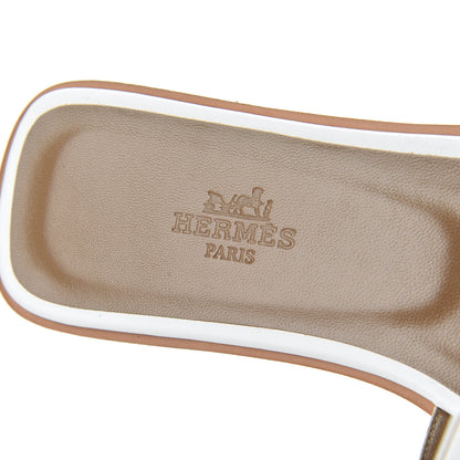 Hermes Box Calfskin Oran Sandals 36 White 6 of 9